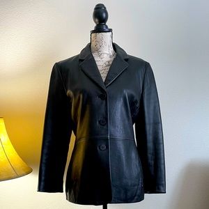 Nine West Black Leather Blazer SZ M